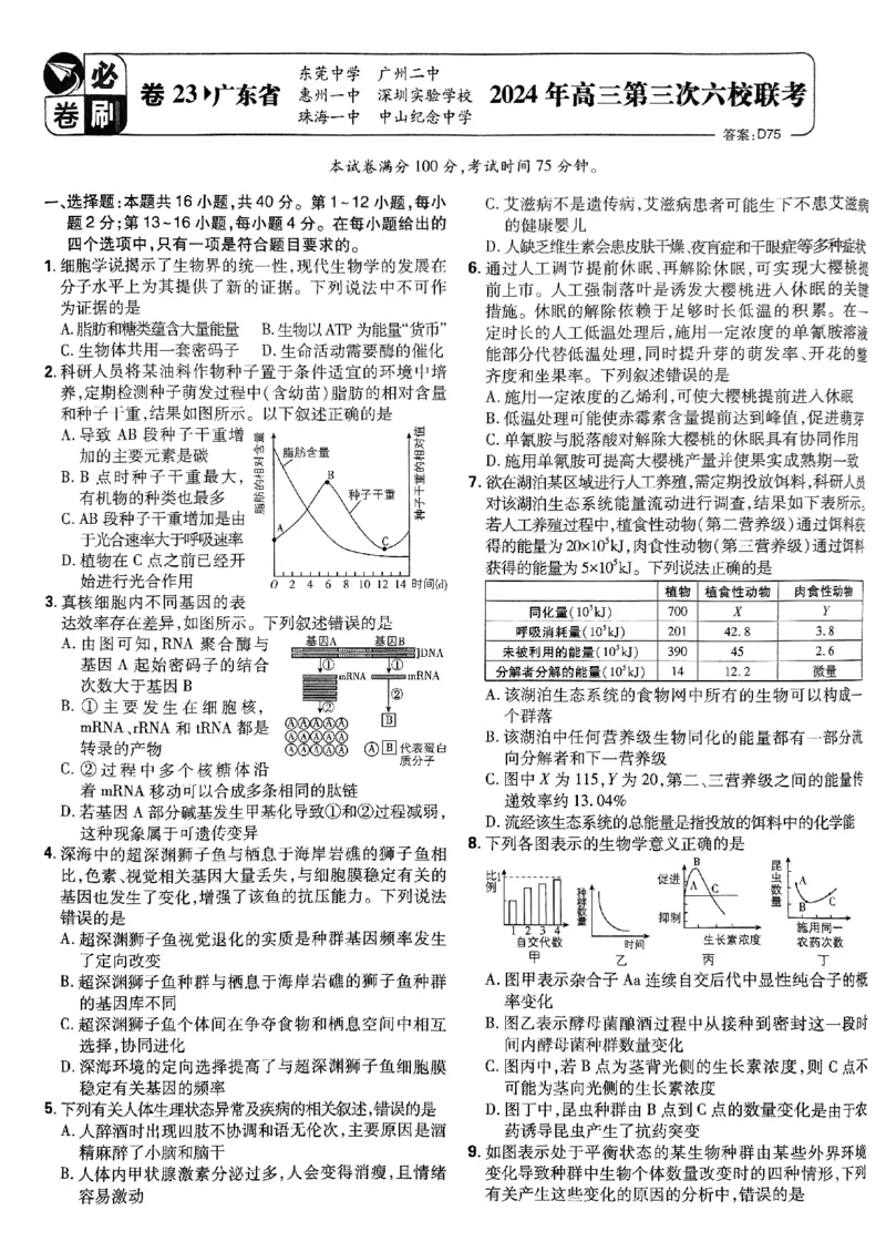 2025高考必刷卷42套生物新高考版_《2025高考必刷卷》_生物