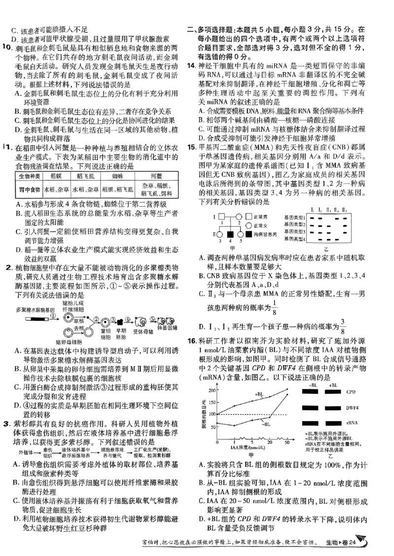 2025高考必刷卷42套生物新高考版_《2025高考必刷卷》_生物