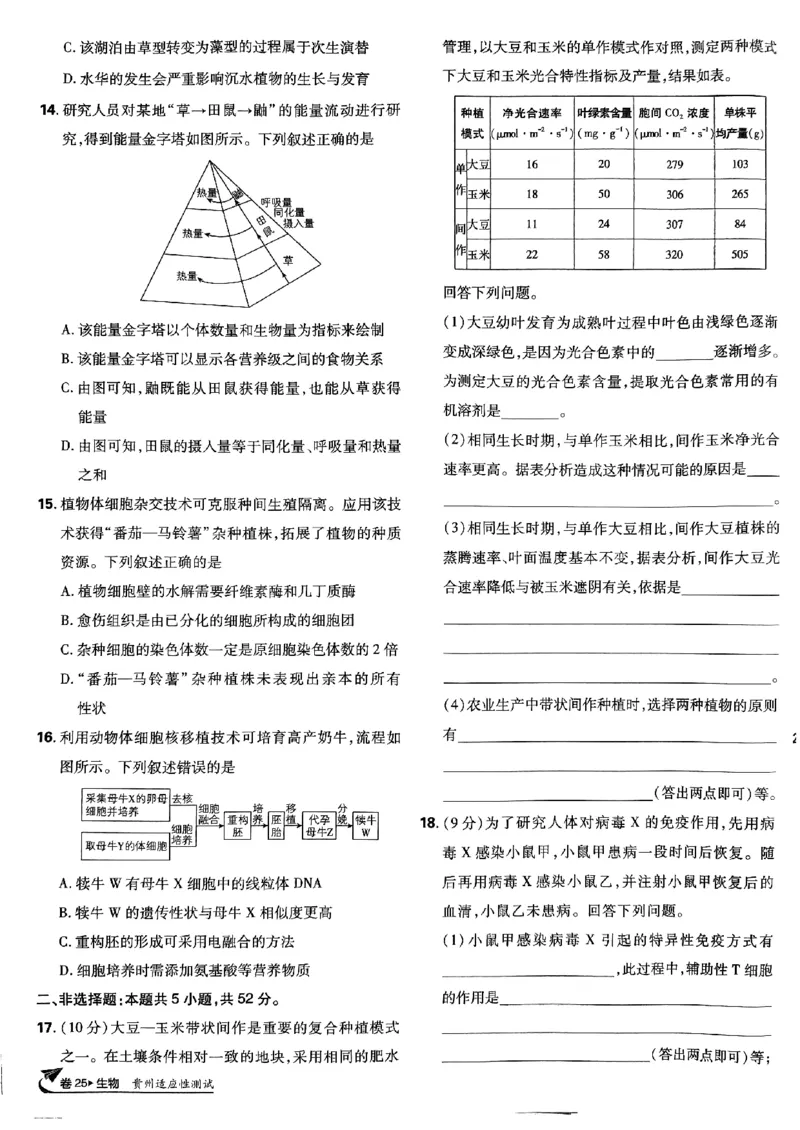 2025高考必刷卷42套生物新高考版_《2025高考必刷卷》_生物