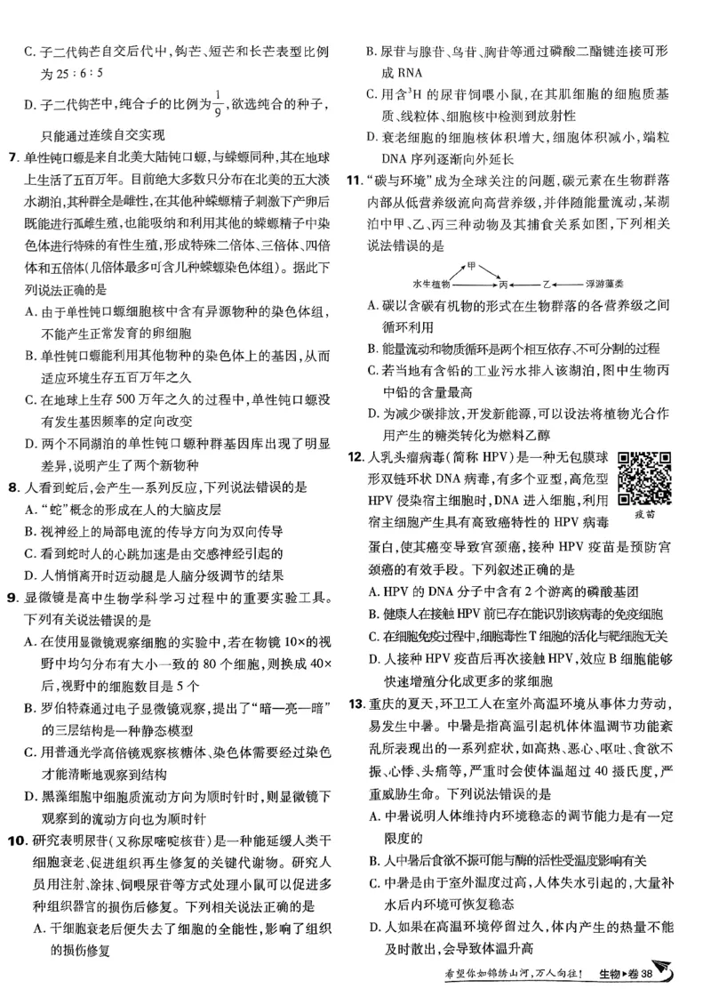 2025高考必刷卷42套生物新高考版_《2025高考必刷卷》_生物