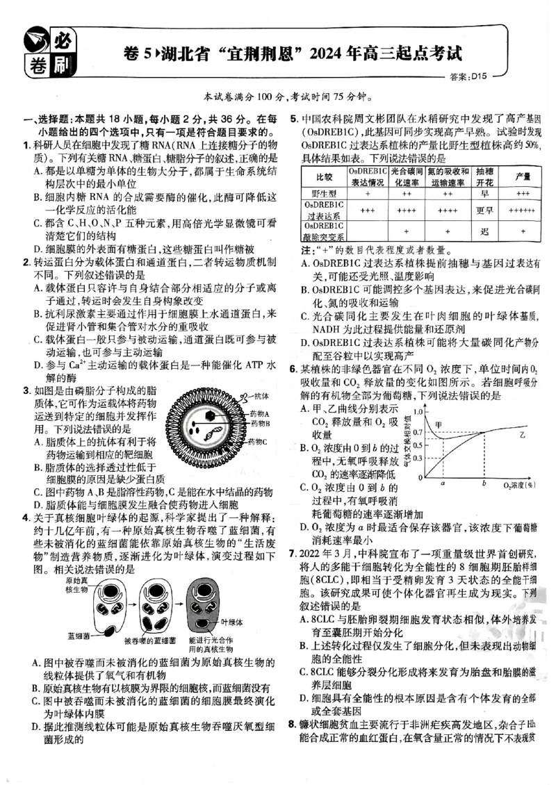 2025高考必刷卷42套生物新高考版_《2025高考必刷卷》_生物