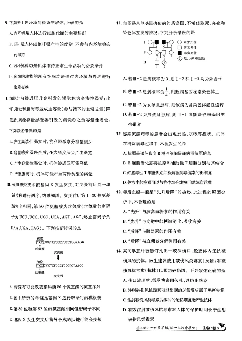 2025高考必刷卷42套生物新高考版_《2025高考必刷卷》_生物