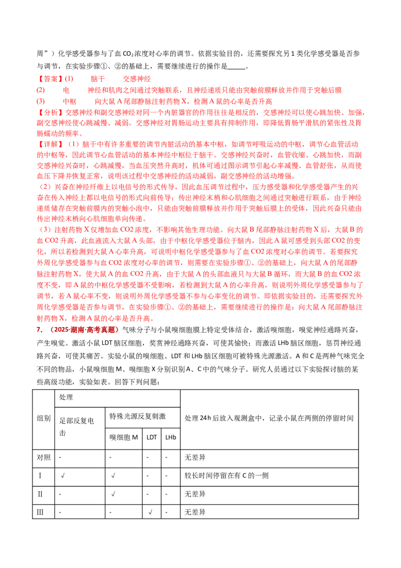 五年（2021-2025）全国高考生物真题分类汇编专题14神经调节（全国通用）（解析版）_高考真题分类汇编_高考生物真题分类汇编（全国通用）五年（2021-2025）