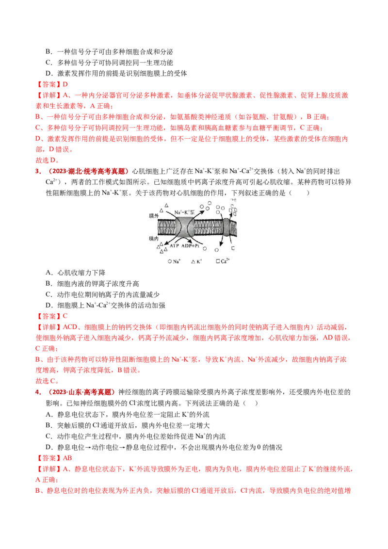 五年（2021-2025）全国高考生物真题分类汇编专题14神经调节（全国通用）（解析版）_高考真题分类汇编_高考生物真题分类汇编（全国通用）五年（2021-2025）