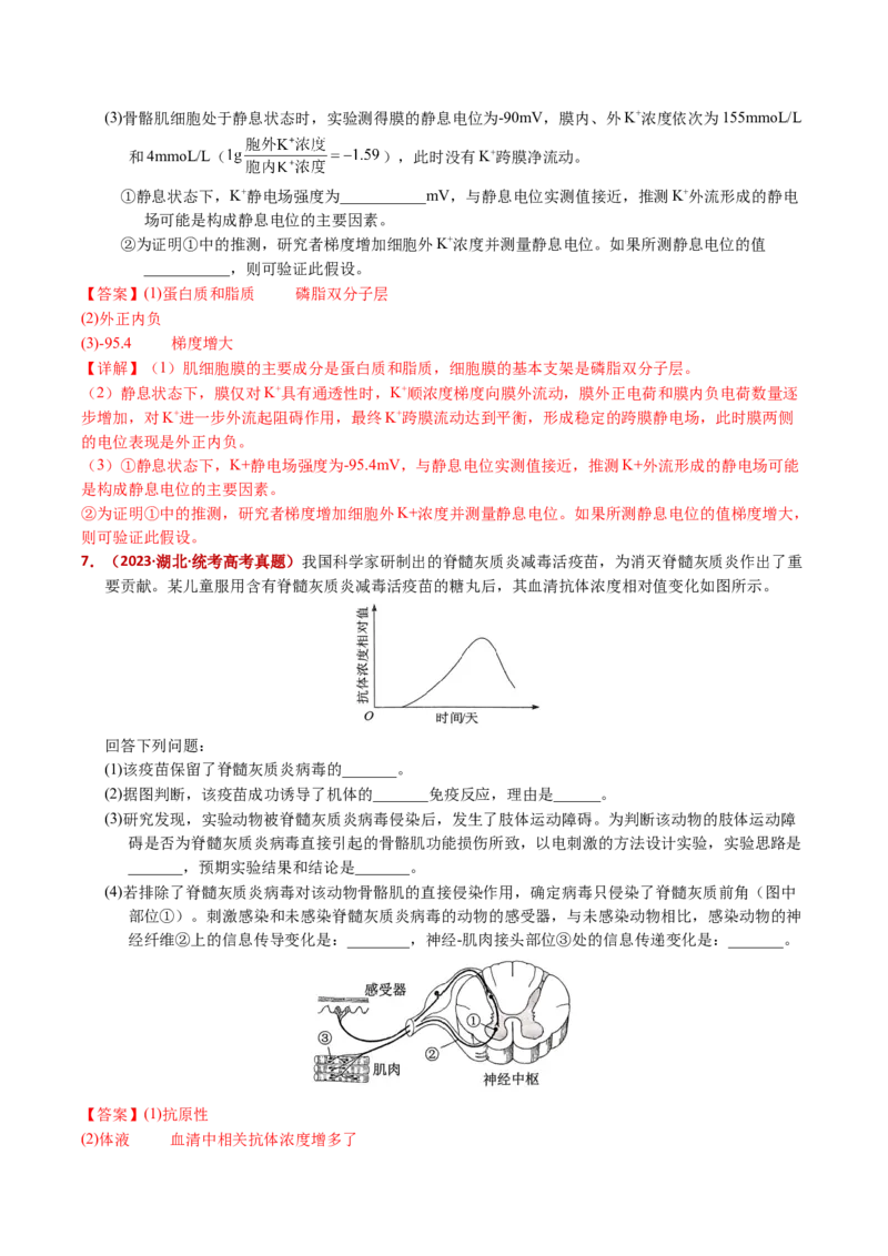 五年（2021-2025）全国高考生物真题分类汇编专题14神经调节（全国通用）（解析版）_高考真题分类汇编_高考生物真题分类汇编（全国通用）五年（2021-2025）