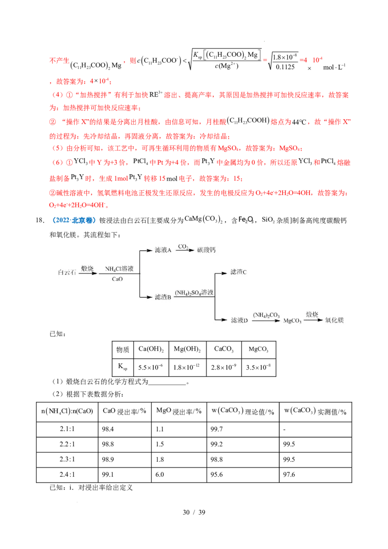 专题23化学工艺流程综合题&mdash;&mdash;原材料转化制备类（解析）_高考真题分类汇编_高考化学真题分类汇编（全国通用）五年（2021-2025）