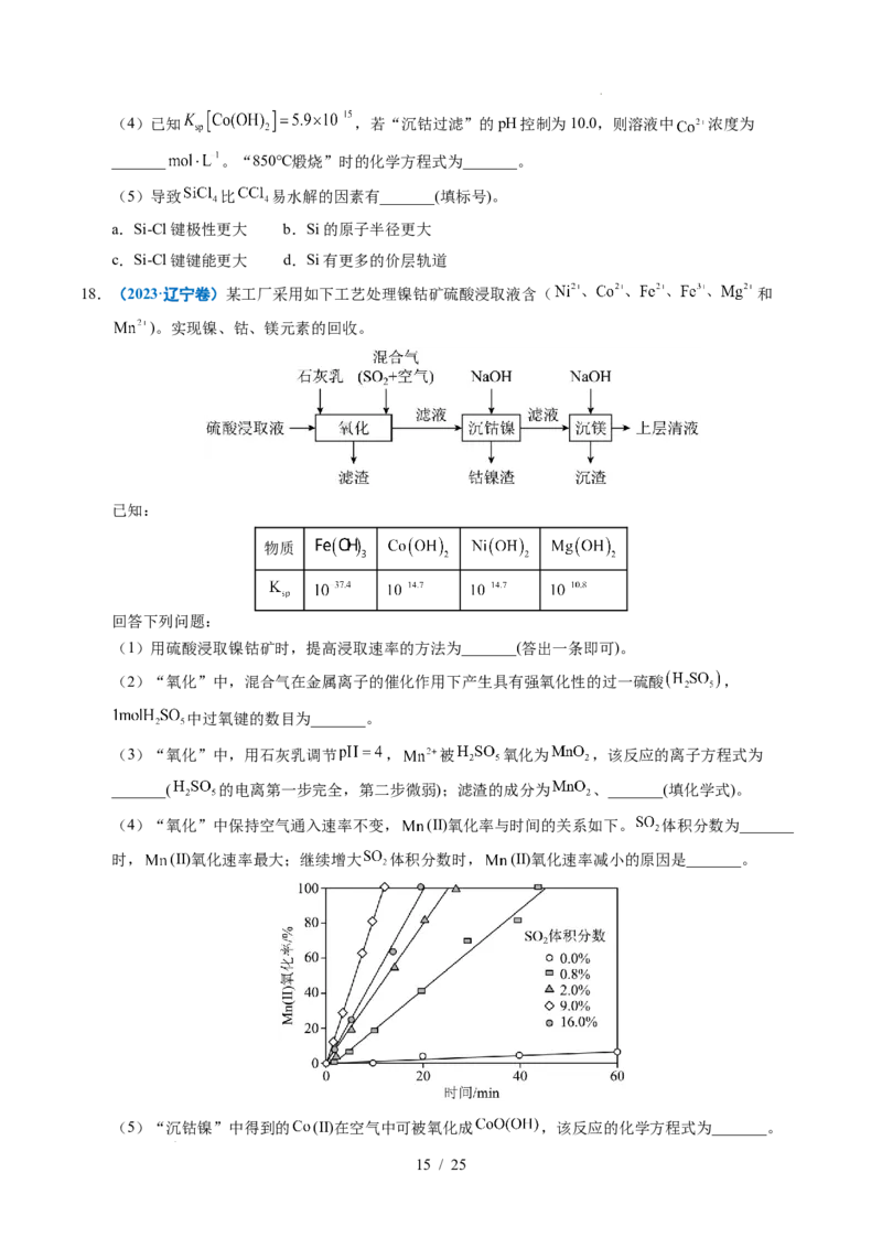 专题22化学工艺流程综合题&mdash;&mdash;分离、提纯类_高考真题分类汇编_高考化学真题分类汇编（全国通用）五年（2021-2025）