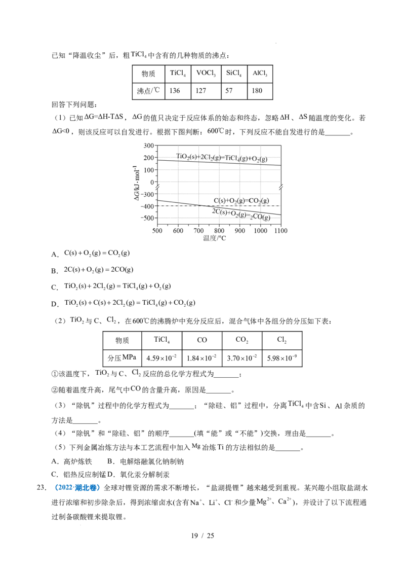 专题22化学工艺流程综合题&mdash;&mdash;分离、提纯类_高考真题分类汇编_高考化学真题分类汇编（全国通用）五年（2021-2025）