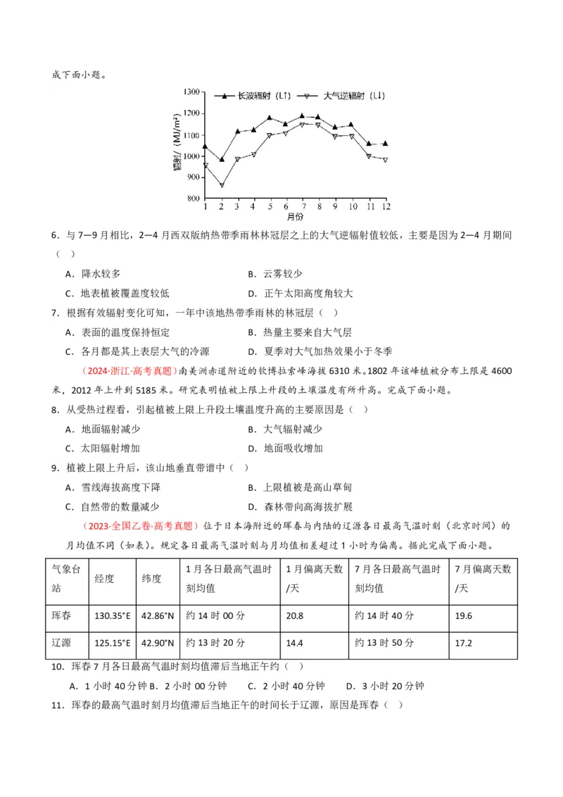 五年（2021-2025）高考地理真题分类汇编专题03地球上的大气（全国通用）（原卷版）_高考真题分类汇编_高考地理真题分类汇编（全国通用）五年（2021-2025）_pdf