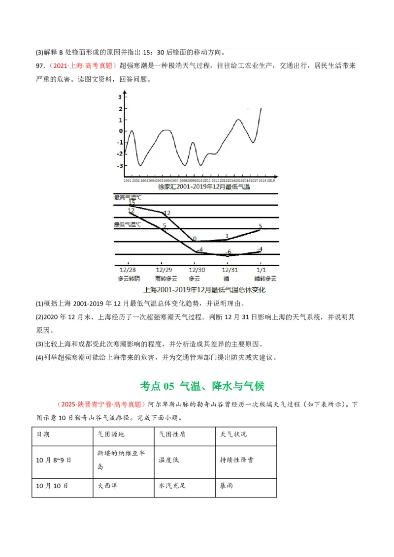 五年（2021-2025）高考地理真题分类汇编专题03地球上的大气（全国通用）（原卷版）_高考真题分类汇编_高考地理真题分类汇编（全国通用）五年（2021-2025）_pdf