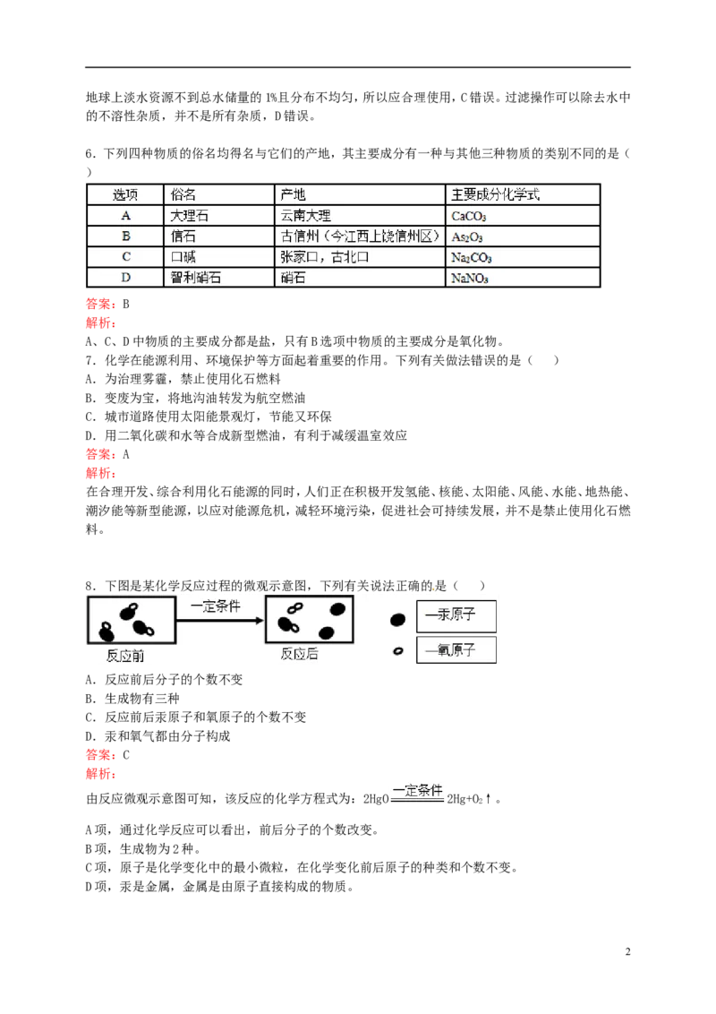 江西省2015年中考化学真题试题（含解析）_中考真题_5.化学中考真题2015-2024年_2015中考真题卷（162份）