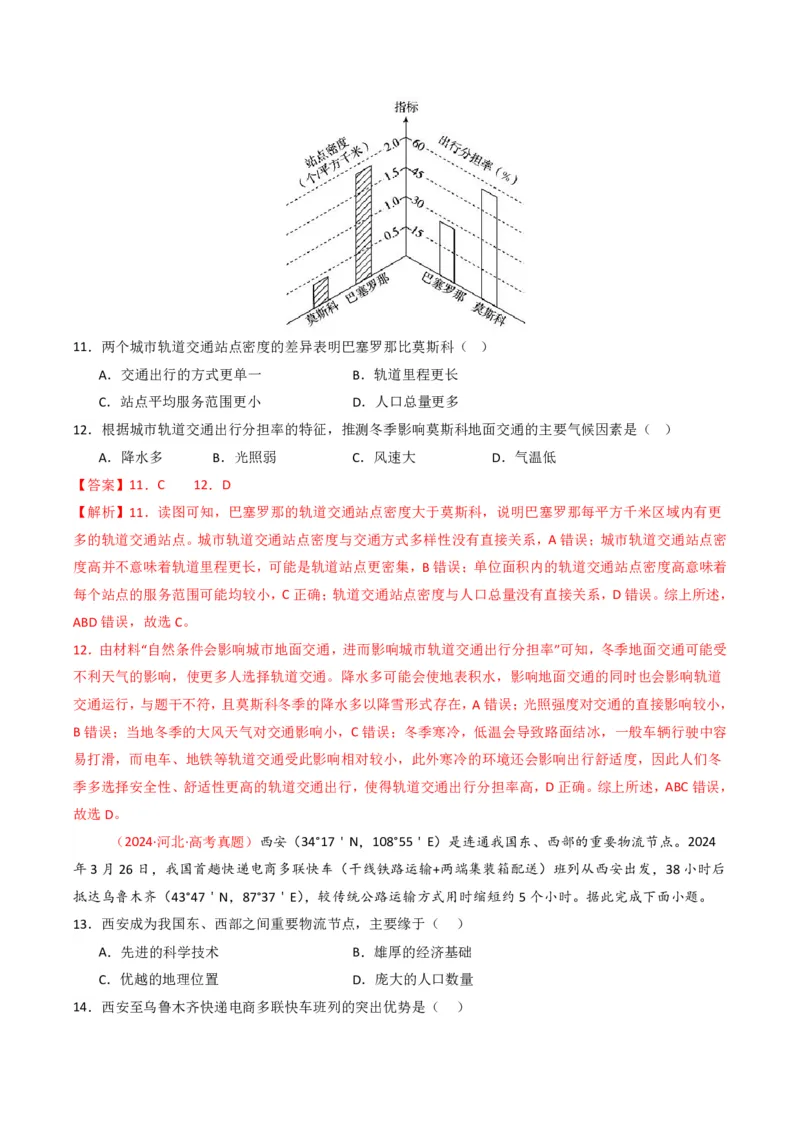 五年（2021-2025）高考地理真题分类汇编专题12交通（全国通用）（解析版）_高考真题分类汇编_高考地理真题分类汇编（全国通用）五年（2021-2025）_pdf