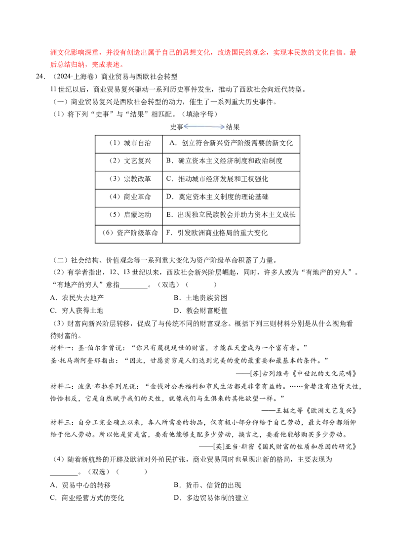 五年（2021-2025）高考历史真题分类汇编专题24世界史（材料分析题、观点论述题）（全国通用）（解析版）_高考真题分类汇编_高考历史真题分类汇编（全国通用）五年（2021-2025）