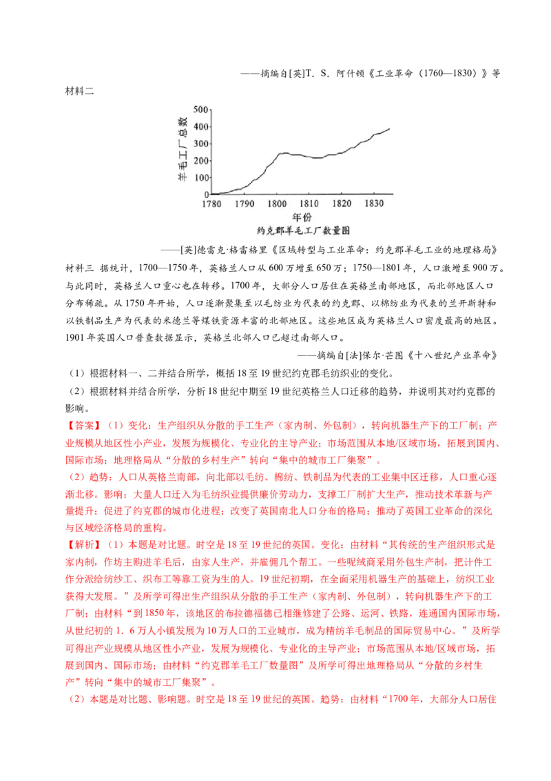 五年（2021-2025）高考历史真题分类汇编专题24世界史（材料分析题、观点论述题）（全国通用）（解析版）_高考真题分类汇编_高考历史真题分类汇编（全国通用）五年（2021-2025）