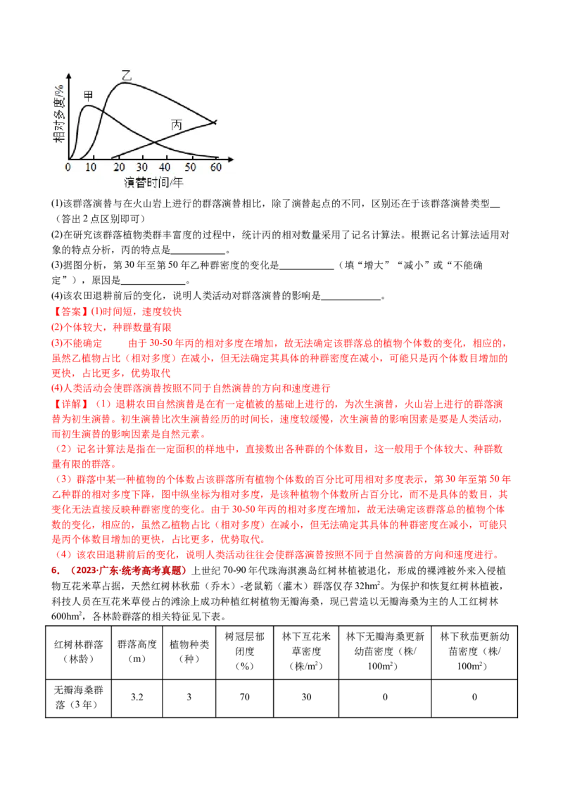 五年（2021-2025）全国高考生物真题分类汇编专题18种群和群落（全国通用）（解析版）_高考真题分类汇编_高考生物真题分类汇编（全国通用）五年（2021-2025）