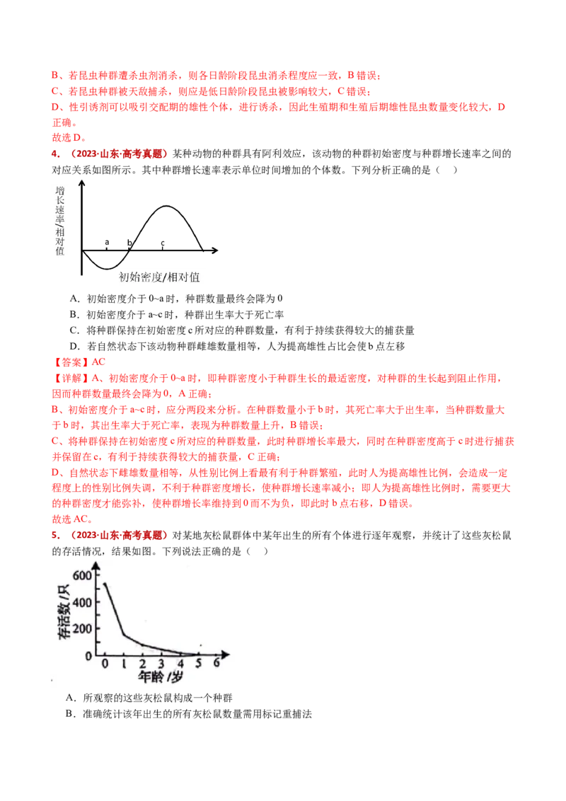 五年（2021-2025）全国高考生物真题分类汇编专题18种群和群落（全国通用）（解析版）_高考真题分类汇编_高考生物真题分类汇编（全国通用）五年（2021-2025）