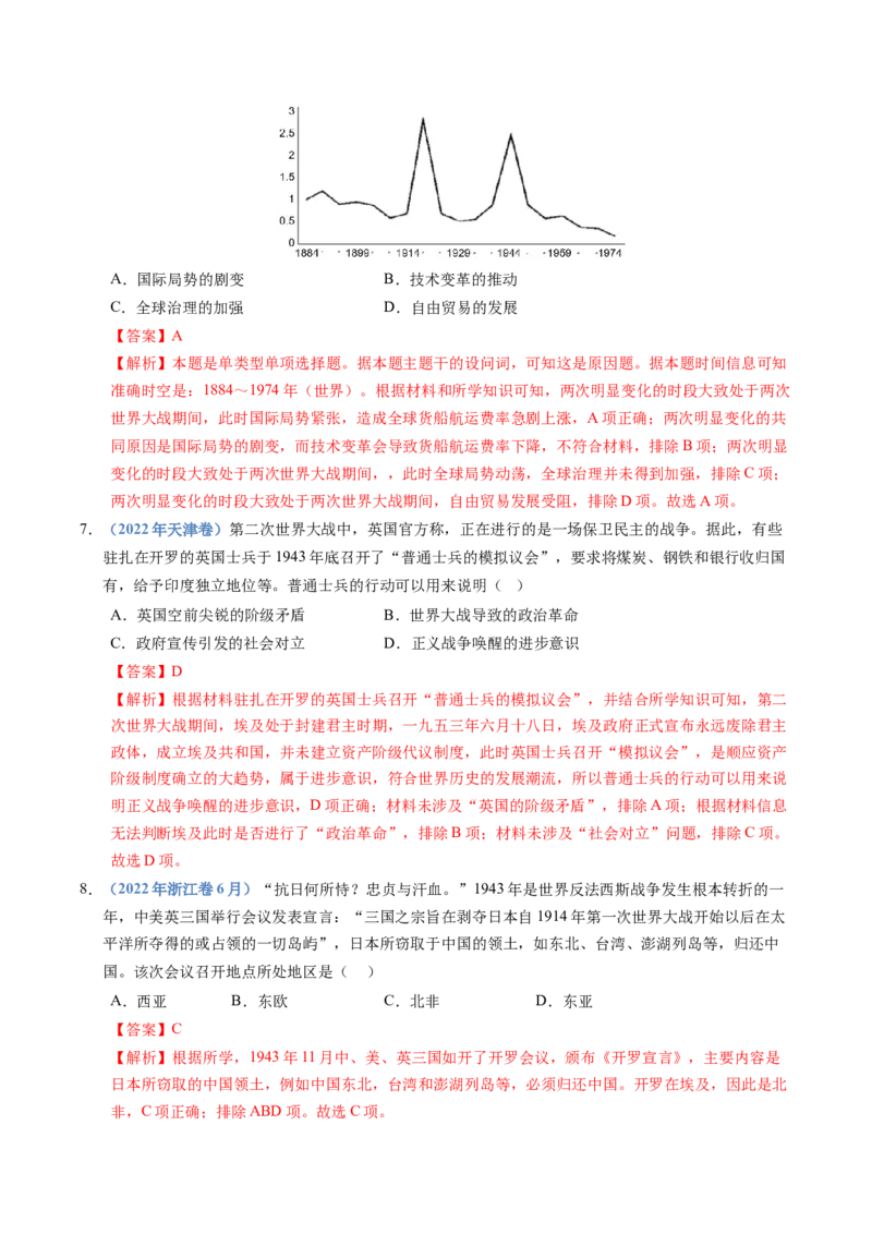 五年（2021-2025）高考历史真题分类汇编专题16两次世界大战、十月革命与国际秩序的演变（全国通用）（解析版）_高考真题分类汇编_高考历史真题分类汇编（全国通用）五年（2021-2025）
