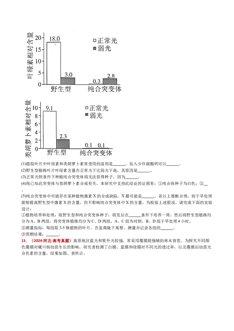 五年（2021-2025）全国高考生物真题分类汇编专题05细胞呼吸和光合作用（全国通用）（原卷版）_高考真题分类汇编_高考生物真题分类汇编（全国通用）五年（2021-2025）