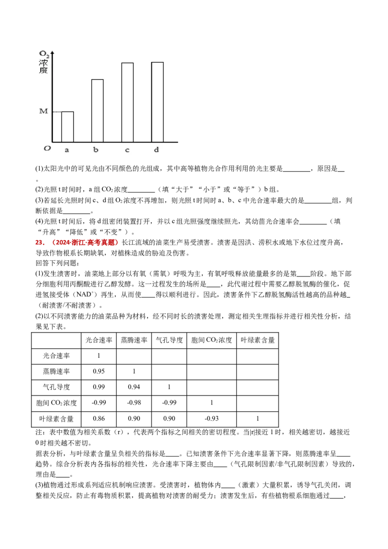 五年（2021-2025）全国高考生物真题分类汇编专题05细胞呼吸和光合作用（全国通用）（原卷版）_高考真题分类汇编_高考生物真题分类汇编（全国通用）五年（2021-2025）