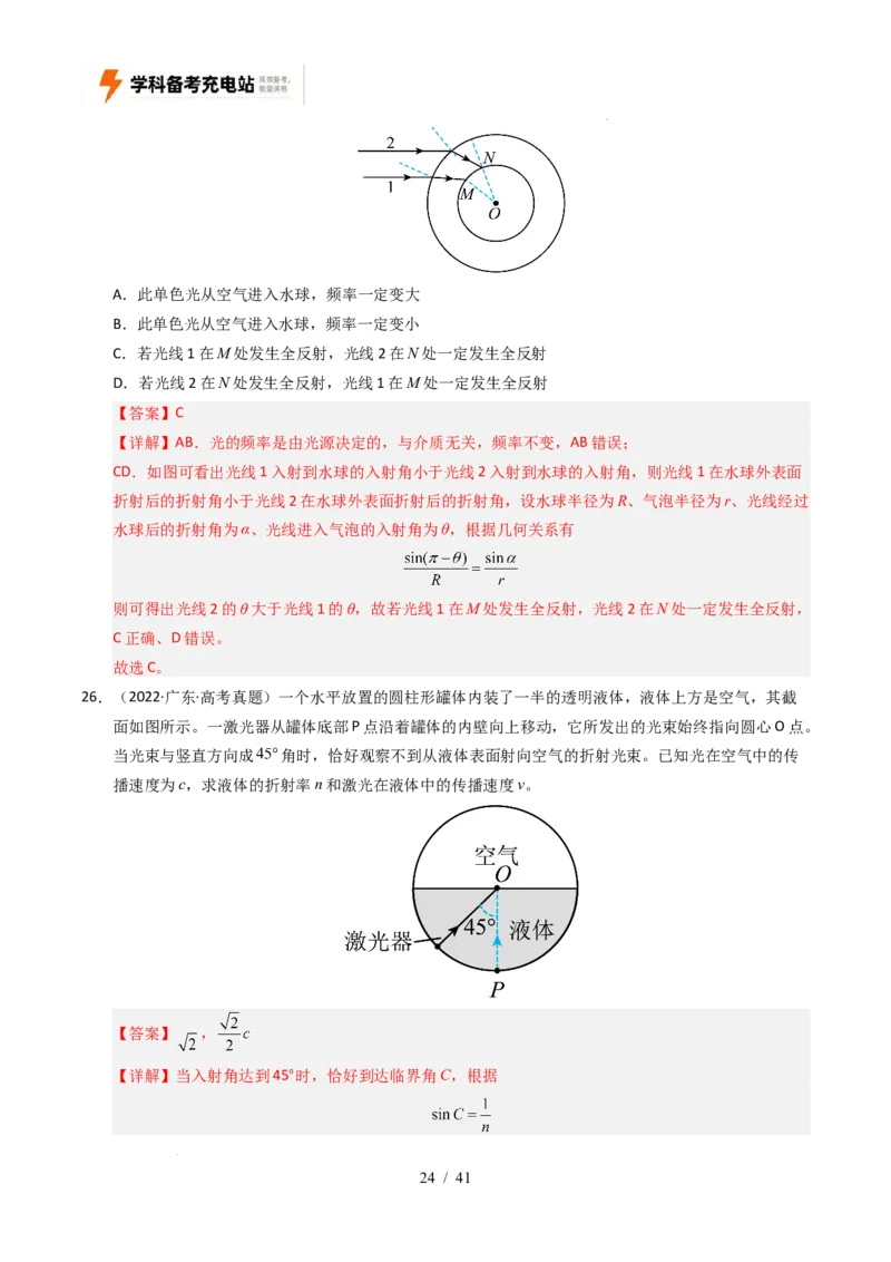 专题16光学电磁波相对论（全国通用）（解析版）_高考真题分类汇编_高考物理真题分类汇编（全国通用）五年（2021-2025）