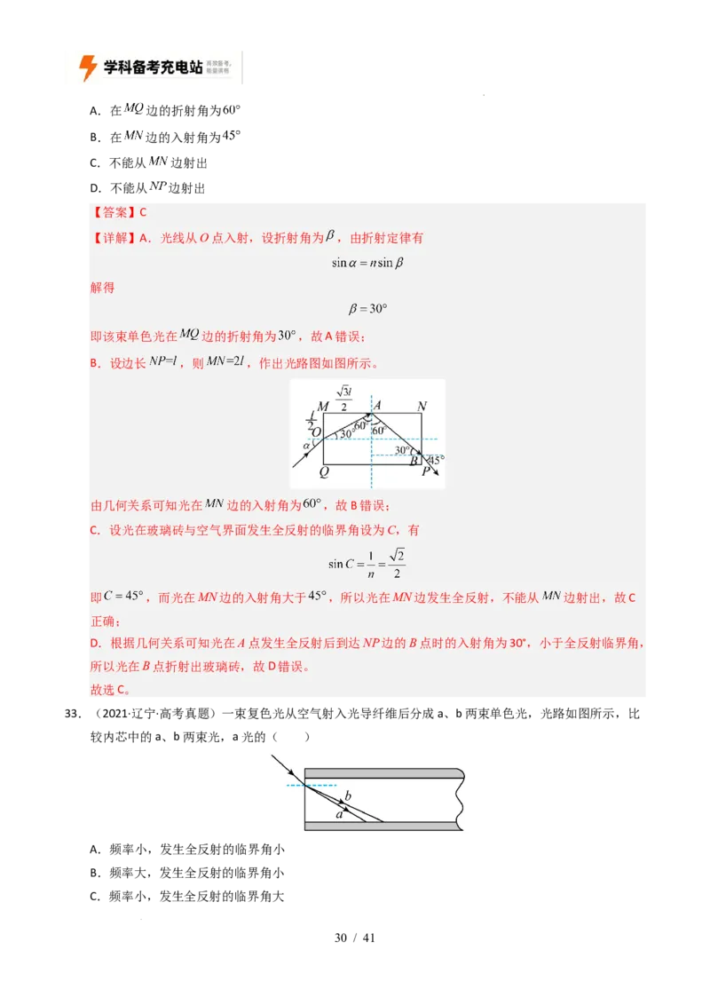 专题16光学电磁波相对论（全国通用）（解析版）_高考真题分类汇编_高考物理真题分类汇编（全国通用）五年（2021-2025）