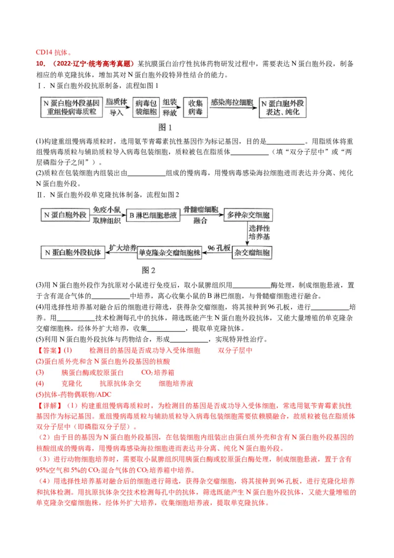 五年（2021-2025）全国高考生物真题分类汇编专题21细胞工程与胚胎工程（全国通用）（解析版）_高考真题分类汇编_高考生物真题分类汇编（全国通用）五年（2021-2025）