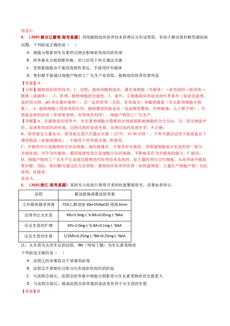 五年（2021-2025）全国高考生物真题分类汇编专题21细胞工程与胚胎工程（全国通用）（解析版）_高考真题分类汇编_高考生物真题分类汇编（全国通用）五年（2021-2025）