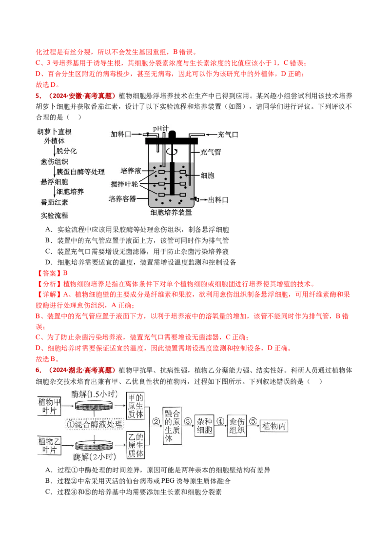 五年（2021-2025）全国高考生物真题分类汇编专题21细胞工程与胚胎工程（全国通用）（解析版）_高考真题分类汇编_高考生物真题分类汇编（全国通用）五年（2021-2025）