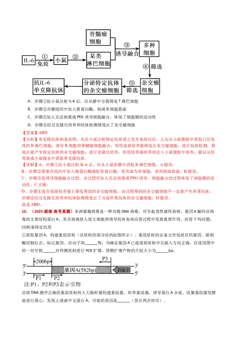 五年（2021-2025）全国高考生物真题分类汇编专题21细胞工程与胚胎工程（全国通用）（解析版）_高考真题分类汇编_高考生物真题分类汇编（全国通用）五年（2021-2025）