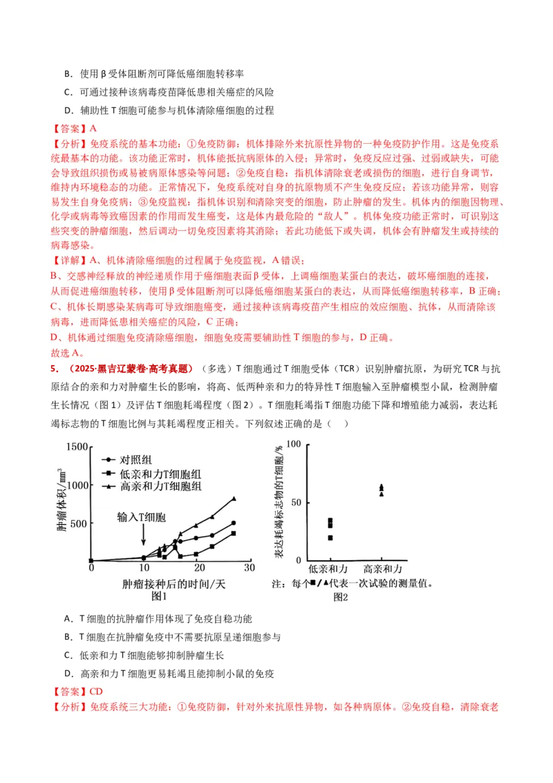五年（2021-2025）全国高考生物真题分类汇编专题16免疫调节（全国通用）（解析版）_高考真题分类汇编_高考生物真题分类汇编（全国通用）五年（2021-2025）