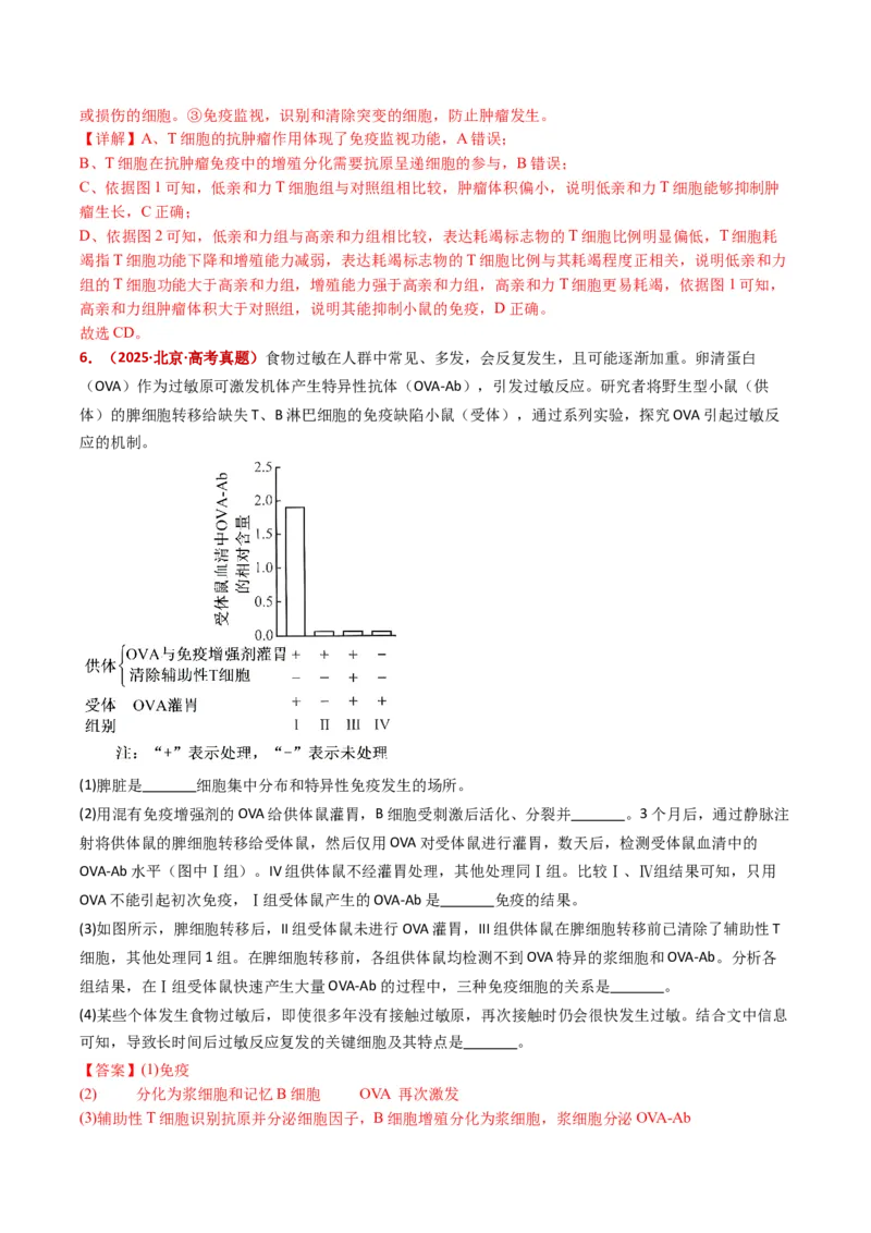 五年（2021-2025）全国高考生物真题分类汇编专题16免疫调节（全国通用）（解析版）_高考真题分类汇编_高考生物真题分类汇编（全国通用）五年（2021-2025）