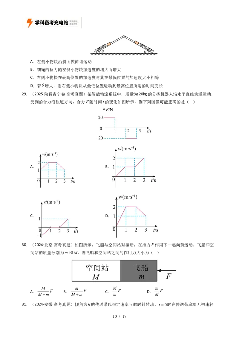 专题03运动和力的关系（全国通用）（原卷版）_高考真题分类汇编_高考物理真题分类汇编（全国通用）五年（2021-2025）