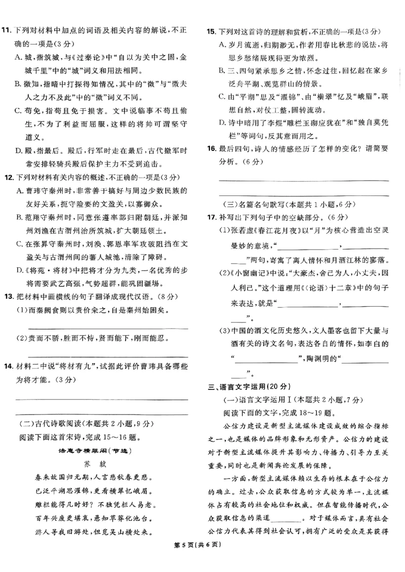 2025高考必刷卷42套语文新高考版_《2025高考必刷卷》_语文