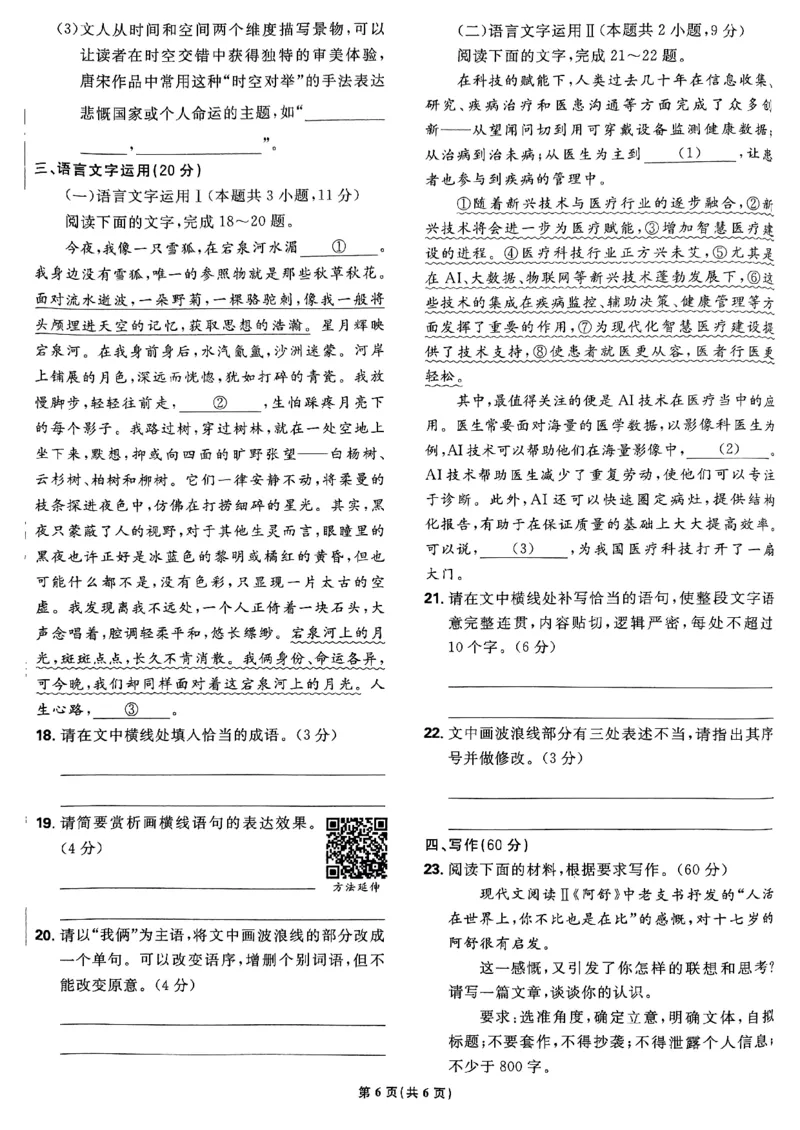 2025高考必刷卷42套语文新高考版_《2025高考必刷卷》_语文