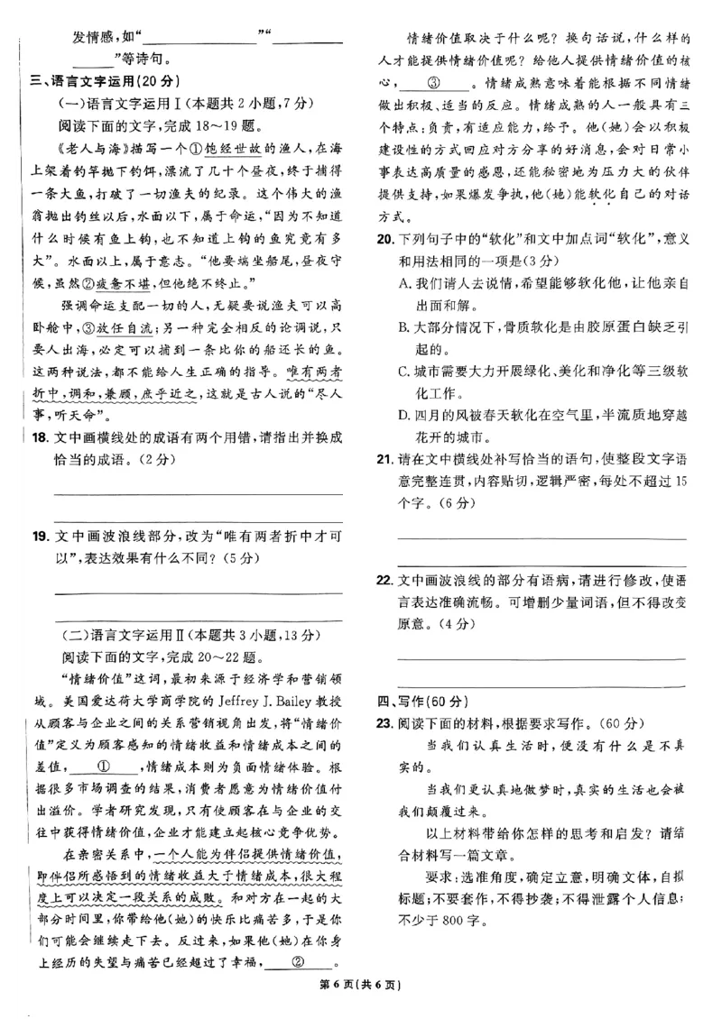 2025高考必刷卷42套语文新高考版_《2025高考必刷卷》_语文