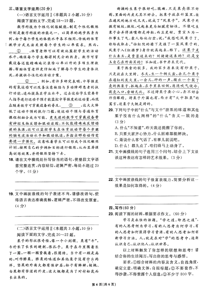 2025高考必刷卷42套语文新高考版_《2025高考必刷卷》_语文