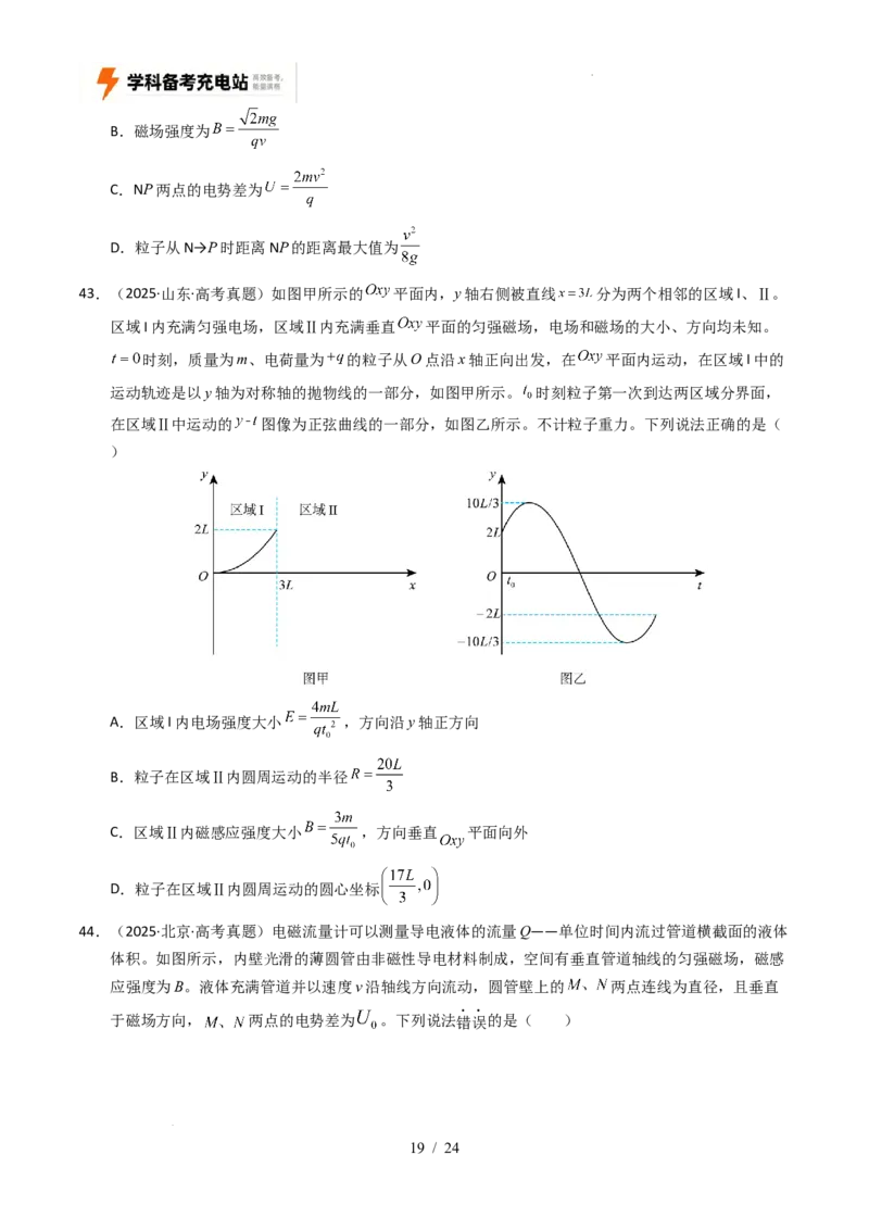 专题10磁场（全国通用）（原卷版）_高考真题分类汇编_高考物理真题分类汇编（全国通用）五年（2021-2025）_专题10磁场（全国通用）-好题汇编五年（2021-2025）高考物理真题分类汇编