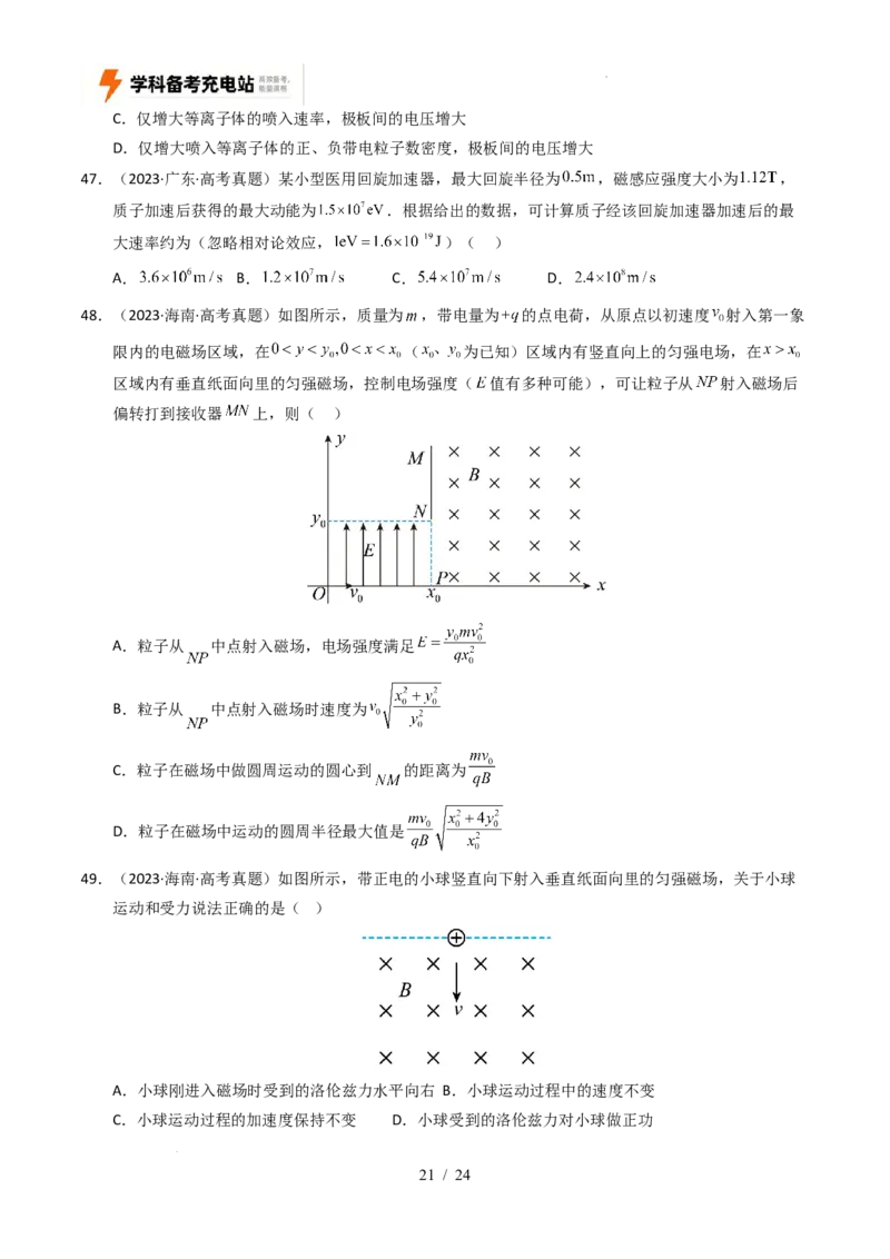 专题10磁场（全国通用）（原卷版）_高考真题分类汇编_高考物理真题分类汇编（全国通用）五年（2021-2025）_专题10磁场（全国通用）-好题汇编五年（2021-2025）高考物理真题分类汇编