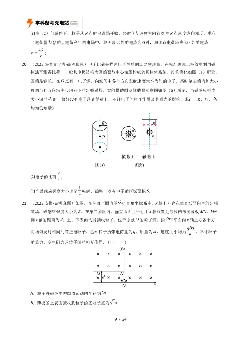 专题10磁场（全国通用）（原卷版）_高考真题分类汇编_高考物理真题分类汇编（全国通用）五年（2021-2025）_专题10磁场（全国通用）-好题汇编五年（2021-2025）高考物理真题分类汇编