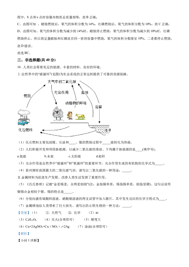 精品解析：2022年江苏省泰州市中考化学真题（解析版）_中考真题_5.化学中考真题2015-2024年_2022年中考化学真题（127份）14
