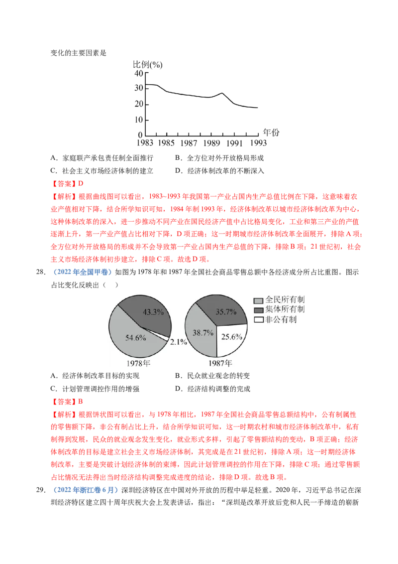 五年（2021-2025）高考历史真题分类汇编专题10改革开放与社会主义现代化建设新时期（全国通用）（解析版）_高考真题分类汇编_高考历史真题分类汇编（全国通用）五年（2021-2025）