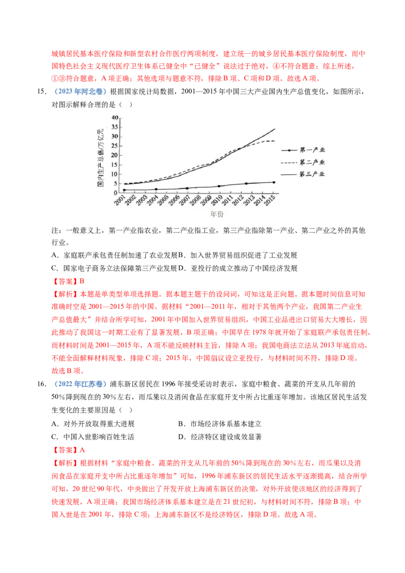 五年（2021-2025）高考历史真题分类汇编专题10改革开放与社会主义现代化建设新时期（全国通用）（解析版）_高考真题分类汇编_高考历史真题分类汇编（全国通用）五年（2021-2025）