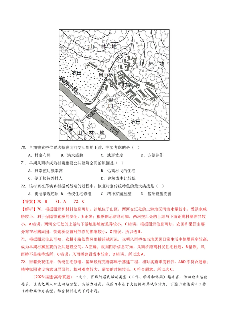 五年（2021-2025）高考地理真题分类汇编专题09乡村与城镇（全国通用）（解析版）_高考真题分类汇编_高考地理真题分类汇编（全国通用）五年（2021-2025）_word
