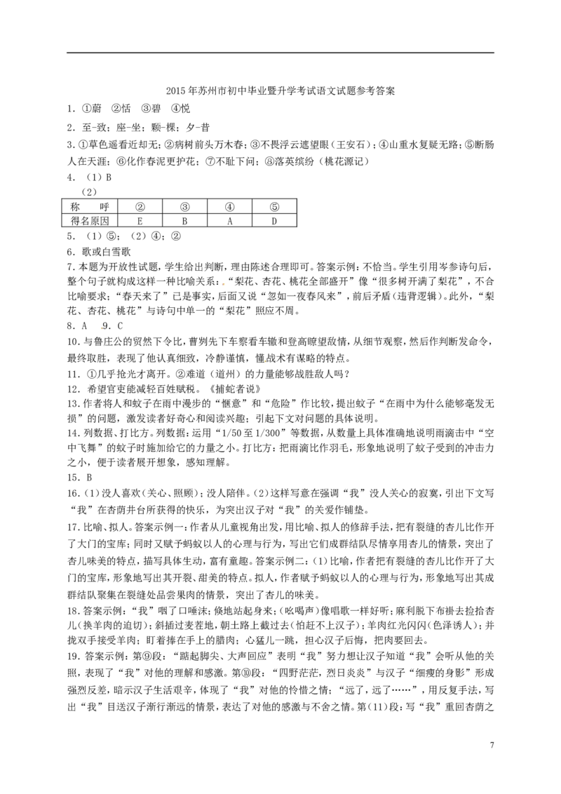 江苏省苏州市2015年中考语文真题试题（含答案）_中考真题_1.语文中考真题2015-2024年_2015年全国中考语文154份_2015年全国中考154份