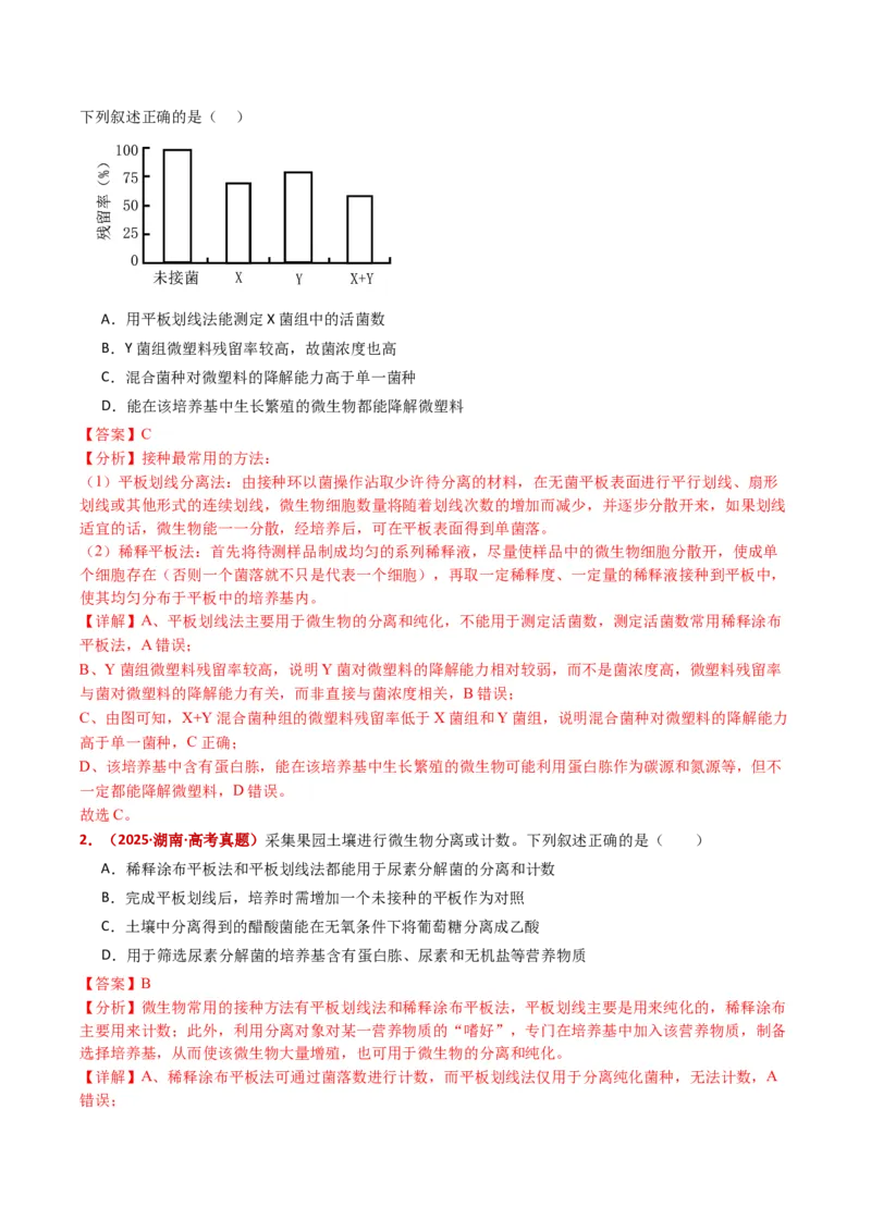 五年（2021-2025）全国高考生物真题分类汇编专题20发酵工程（全国通用）（解析版）_高考真题分类汇编_高考生物真题分类汇编（全国通用）五年（2021-2025）