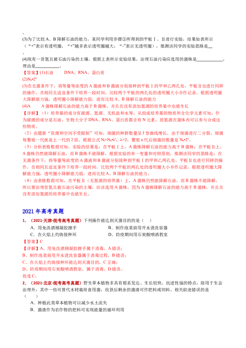 五年（2021-2025）全国高考生物真题分类汇编专题20发酵工程（全国通用）（解析版）_高考真题分类汇编_高考生物真题分类汇编（全国通用）五年（2021-2025）