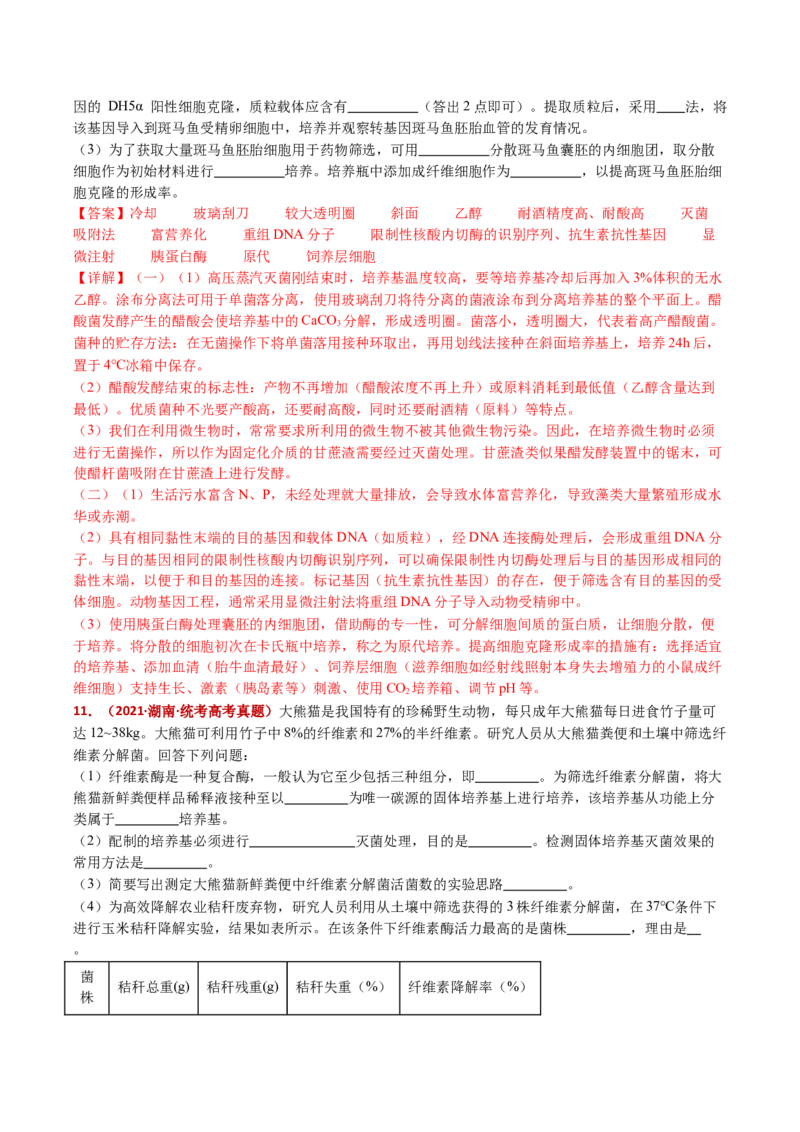 五年（2021-2025）全国高考生物真题分类汇编专题20发酵工程（全国通用）（解析版）_高考真题分类汇编_高考生物真题分类汇编（全国通用）五年（2021-2025）