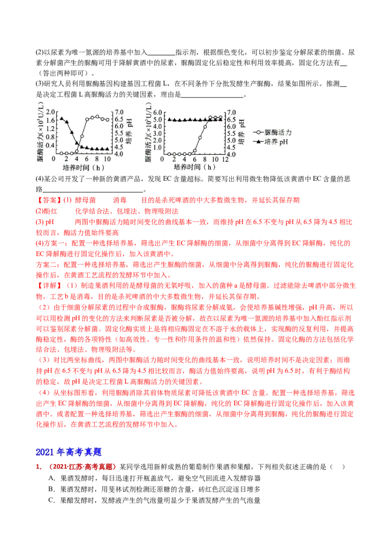 五年（2021-2025）全国高考生物真题分类汇编专题20发酵工程（全国通用）（解析版）_高考真题分类汇编_高考生物真题分类汇编（全国通用）五年（2021-2025）