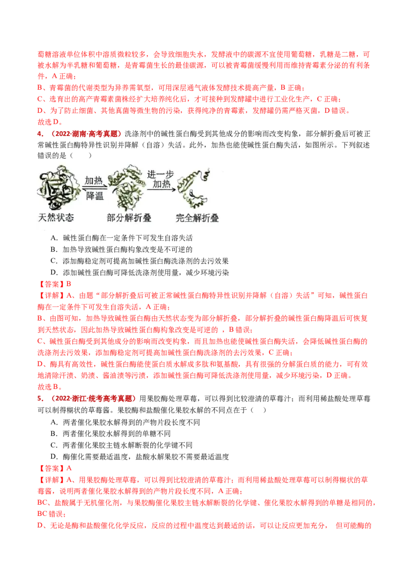 五年（2021-2025）全国高考生物真题分类汇编专题20发酵工程（全国通用）（解析版）_高考真题分类汇编_高考生物真题分类汇编（全国通用）五年（2021-2025）