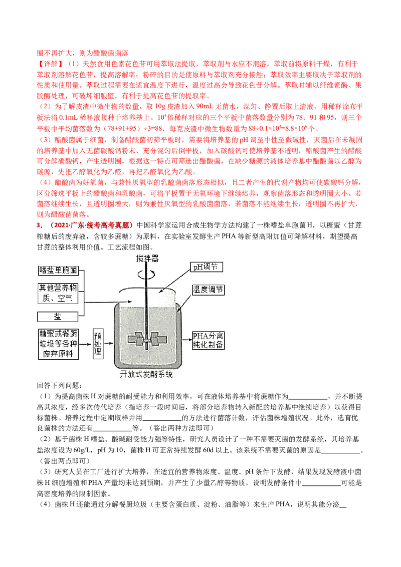五年（2021-2025）全国高考生物真题分类汇编专题20发酵工程（全国通用）（解析版）_高考真题分类汇编_高考生物真题分类汇编（全国通用）五年（2021-2025）